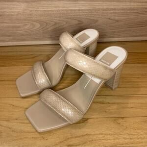 Dolce Vita Pascoe Taupe Embossed Heeled Sandals - Size 8.5